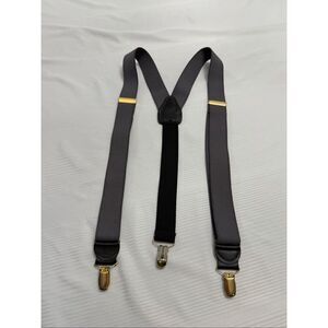 Pelican USA Vintage Grey Black Y Suspenders Braces Gold Hardware